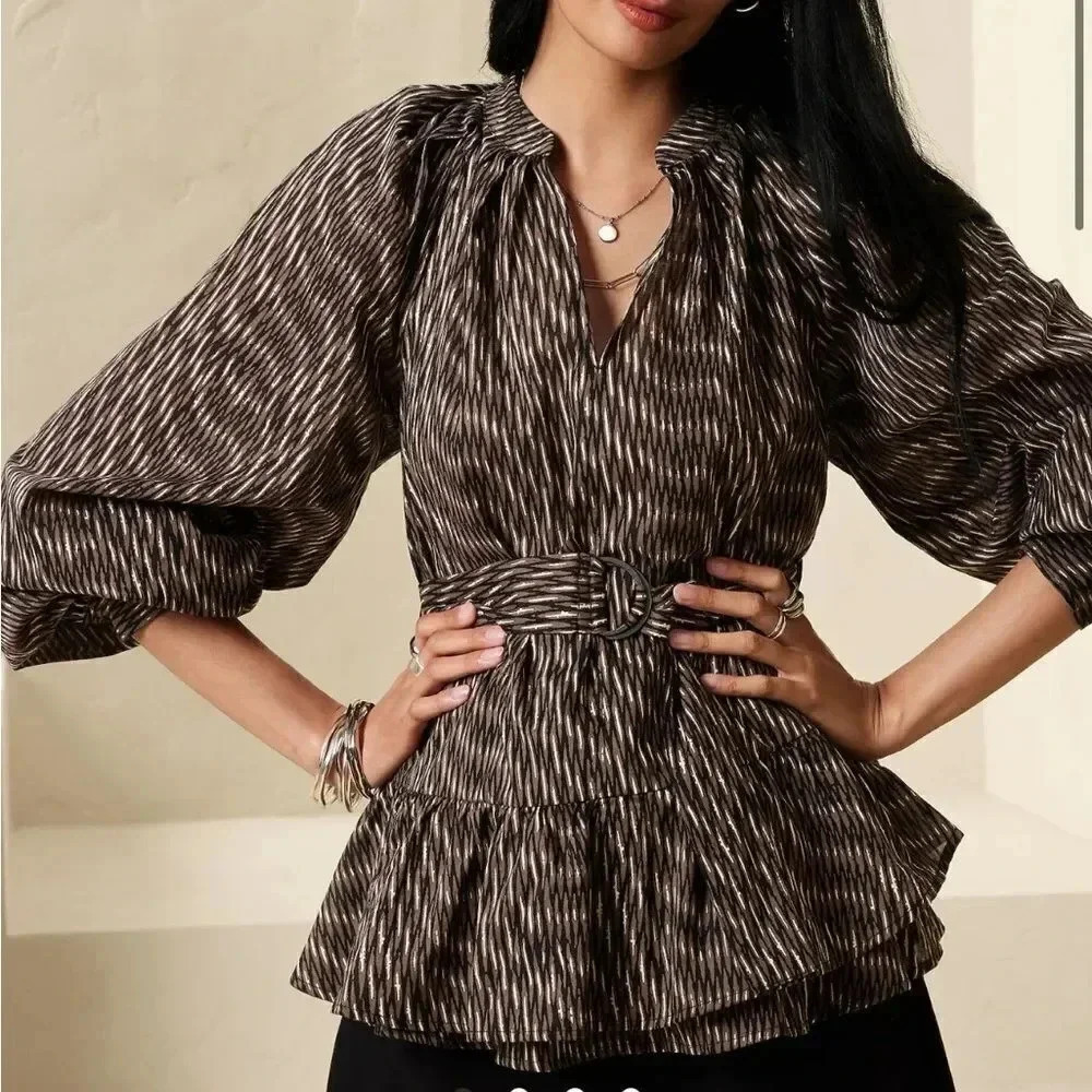 Banana Republic Belted Tiered Blouse